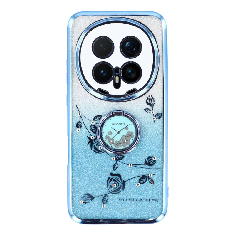 Honor Magic 8 Pro Funda Anillo Soporte Flor y Purpurina