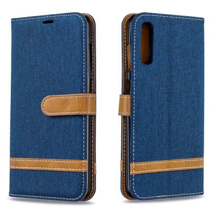 Funda de tela y efecto cuero para Samsung Galaxy A70 con colgante