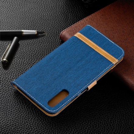 Funda de tela y efecto cuero para Samsung Galaxy A70 con colgante