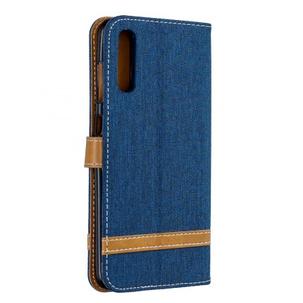 Funda de tela y efecto cuero para Samsung Galaxy A70 con colgante