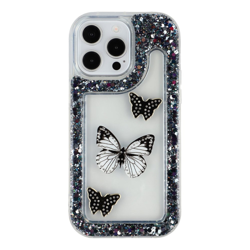 Funda iPhone 13 Pro Max Glitter Mariposa y Resina Epoxi