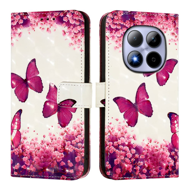 Xiaomi Redmi Note 15 Pro 5G Funda Mariposas Rosa