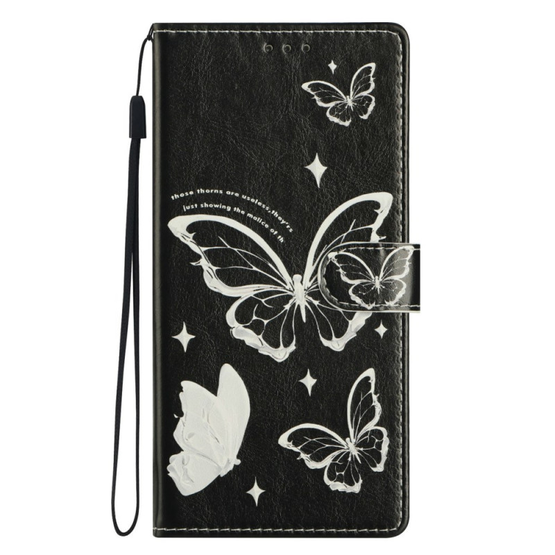 Xiaomi Redmi Note 15 Pro Plus 5G Funda Blanco y Negro Mariposas