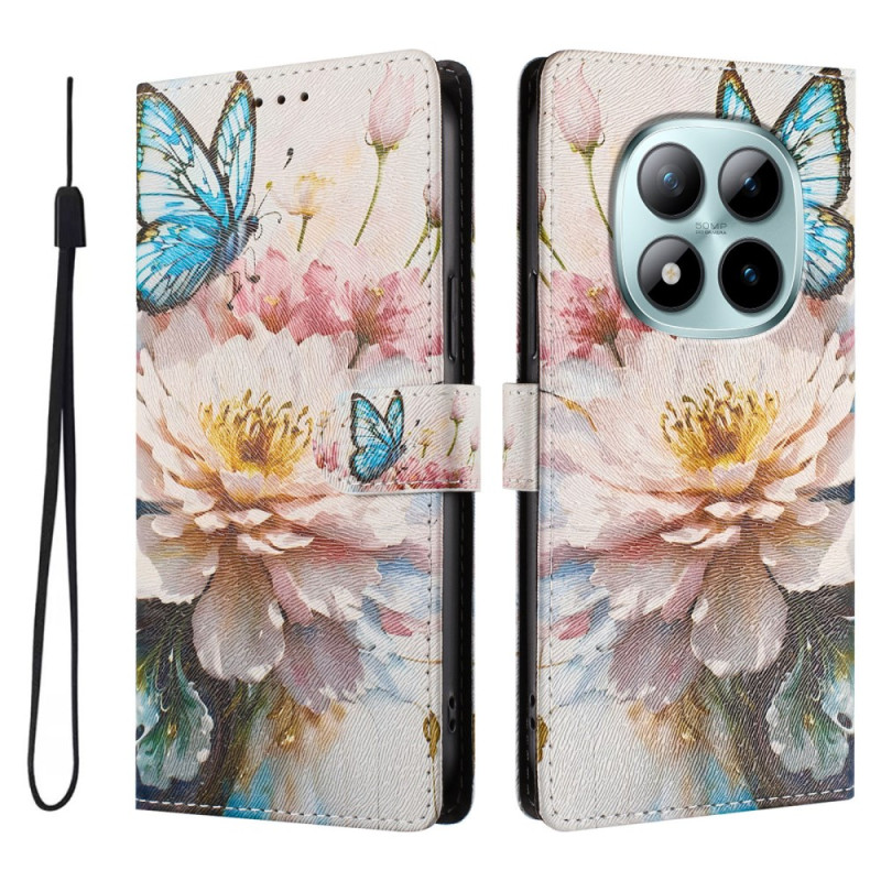 Xiaomi Redmi Note 15 Pro Plus 5G Funda Flor y Mariposa Azul