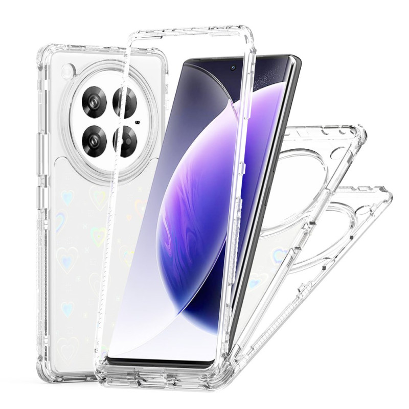 Infinix Zero 40 5G / 4G Funda Híbrida Transparente con Lámina Holográfica Patrón de Corazones