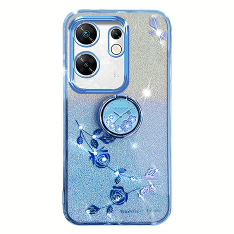 Funda Infinix Zero 30 4G Anillo-Soporte Glitter Flores