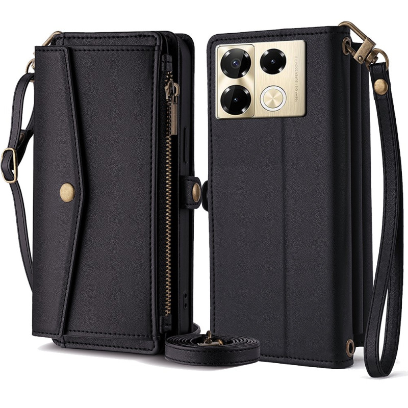 Funda Infinix Note 40 Pro 4G con bolsillo con cremallera y 2 correas