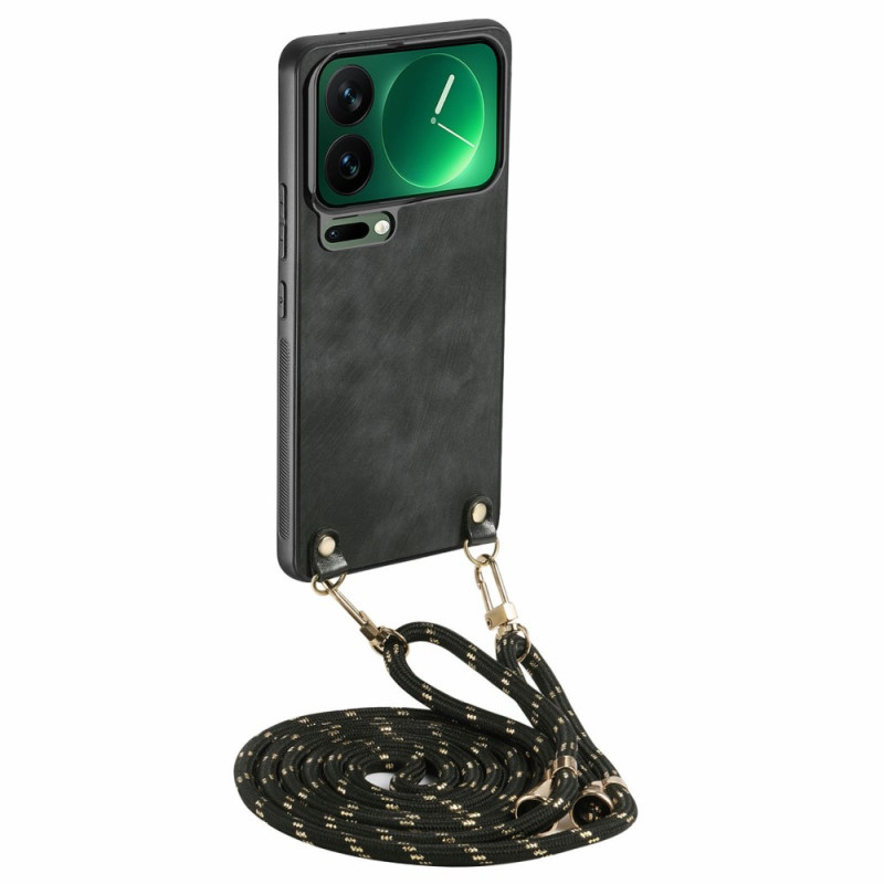 Xiaomi 17 Pro Max Funda con cordón efecto piel