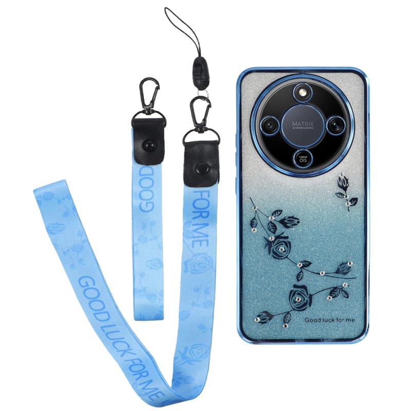 Honor Magic 8 Lite Funda Patrón Floral y Cordones KADEM