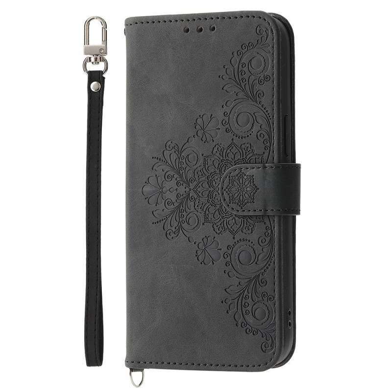 Funda Honor Magic 8 Lite efecto ante con motivo floral y correas