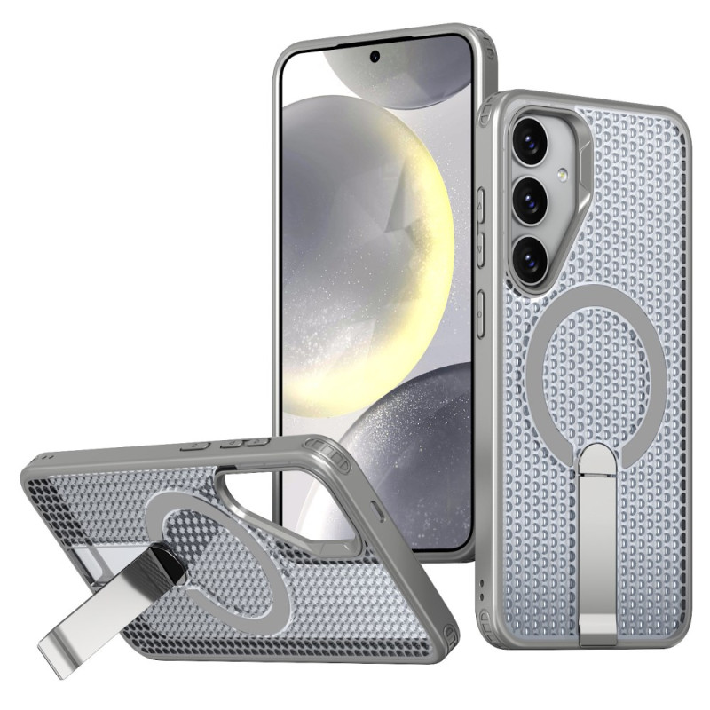 Coque magnétique avec support pour Samsung Galaxy S26 Magnétique et Support Texture Grille