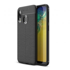 Funda de piel Samsung Galaxy A20e efecto lichi doble línea