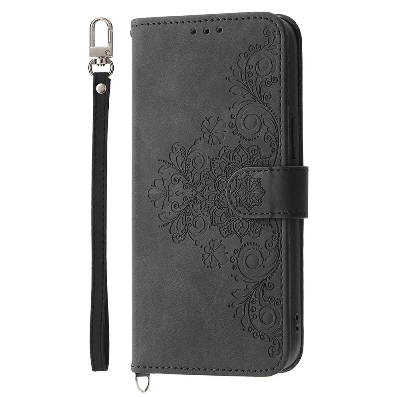 Funda Samsung Galaxy A57 5G Efecto Gamuza Diseño Floral con Correas