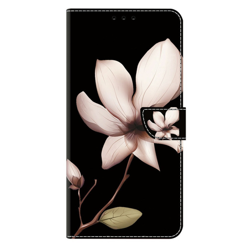Funda Samsung Galaxy A37 5G Flor rosa sobre fondo negro