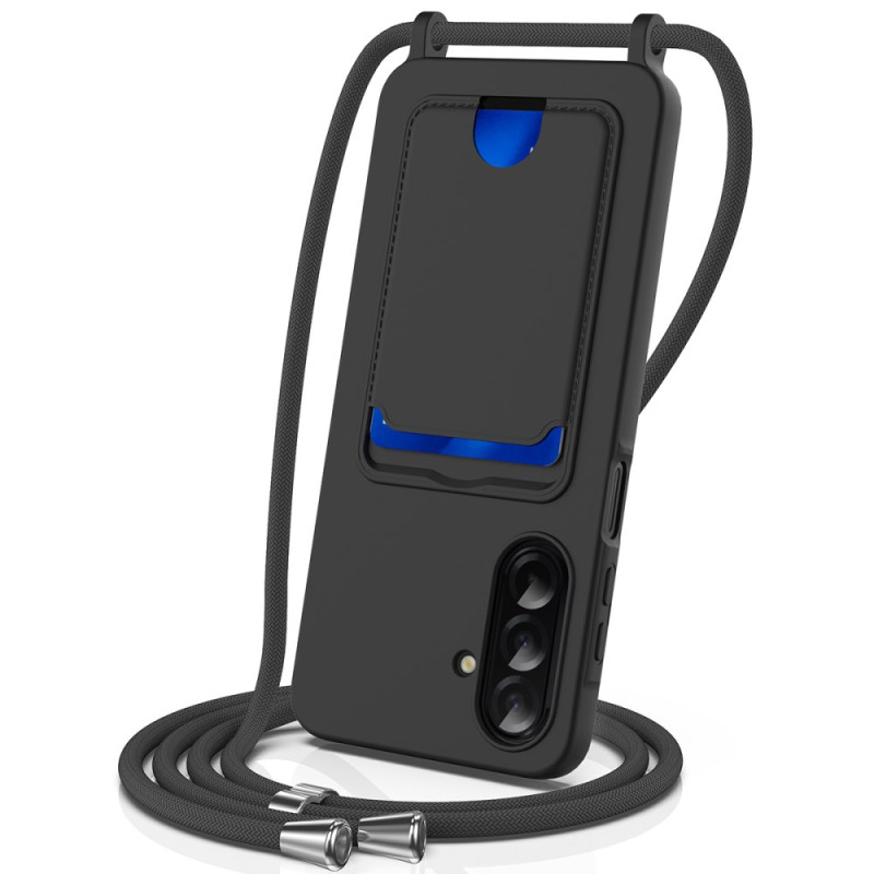 Samsung Galaxy A37 5G Funda de silicona líquida con cordón para tarjetas