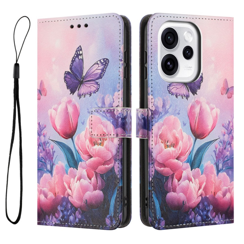 Funda Oppo Reno 15 F 5G Mariposa y Flores Rosas