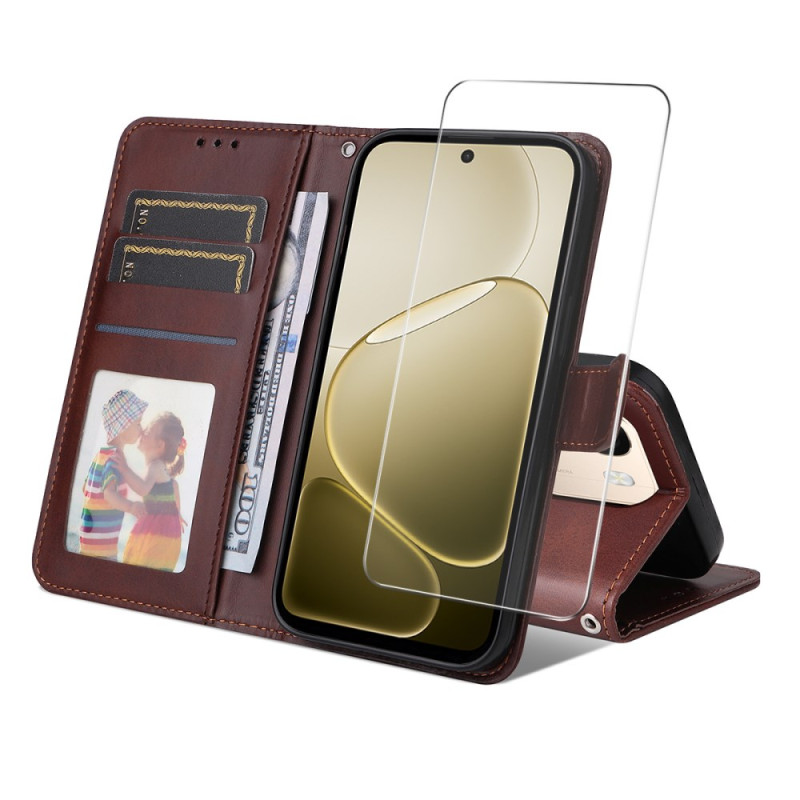 Oppo A6 Pro 5G / 4G Funda de polipiel con protector de pantalla