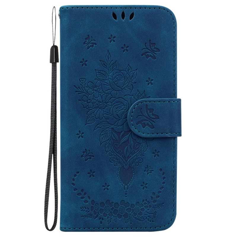 Honor X8 5G Funda con estampado de mariposas y rosas