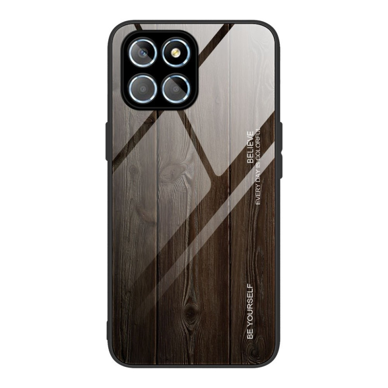 Honor X8 5G Funda de cristal templado efecto madera