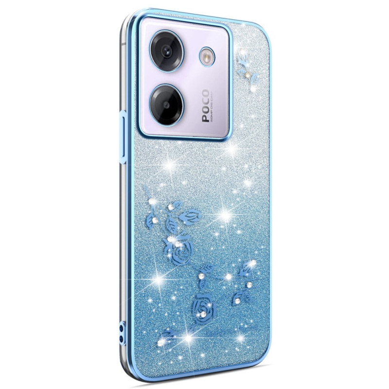 Coque Poco M7 Pro 5G Fleurs et Paillettes KADEM