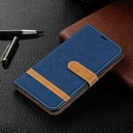 Funda con efecto de tela y cuero para Samsung Galaxy A10 con colgante