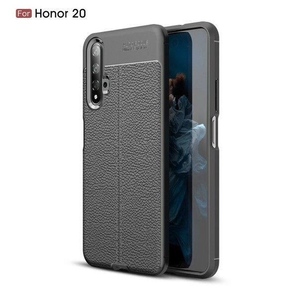 Funda de piel para el Honor 20 efecto lichi de doble línea