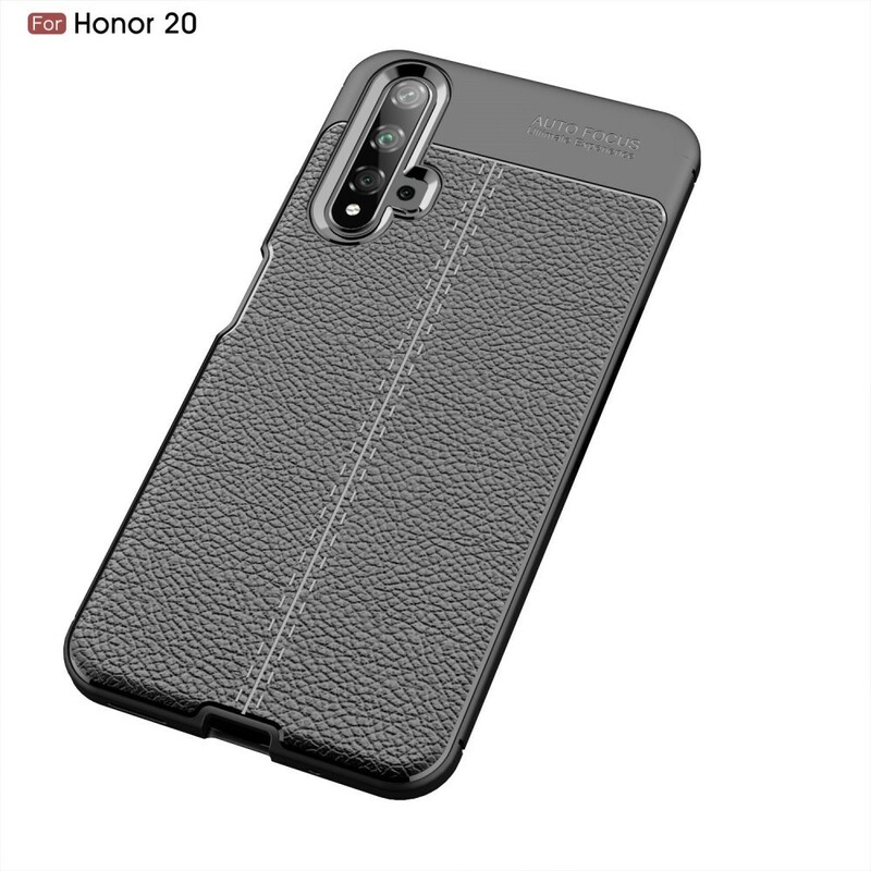 Funda de piel para el Honor 20 efecto lichi de doble línea