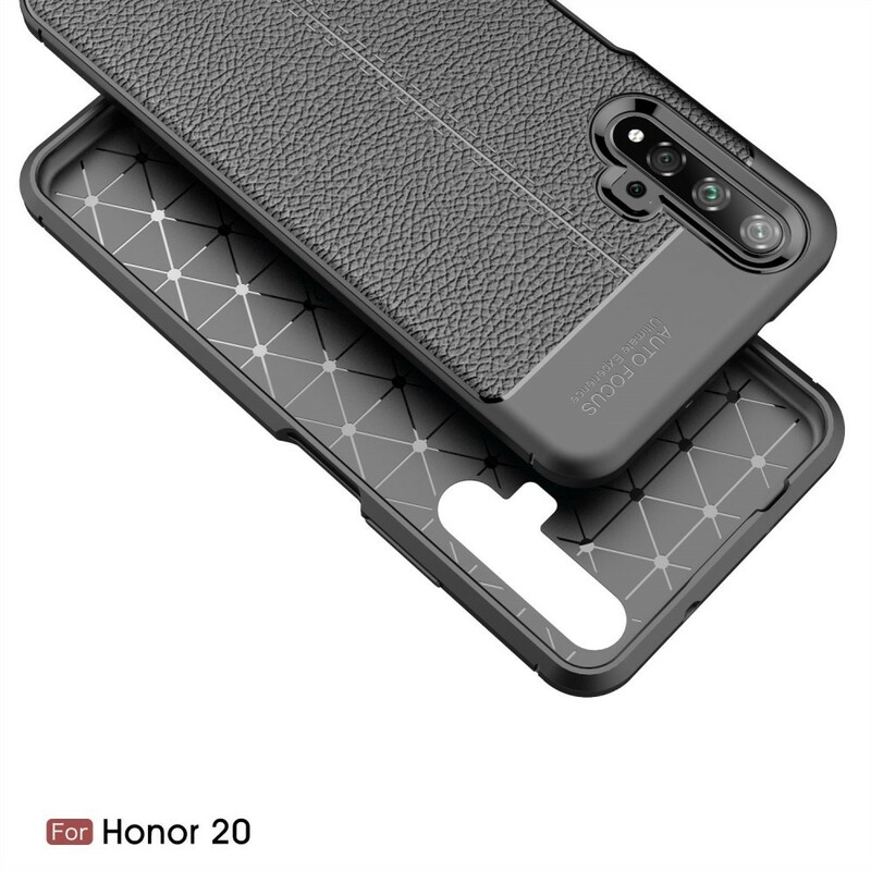 Funda de piel para el Honor 20 efecto lichi de doble línea