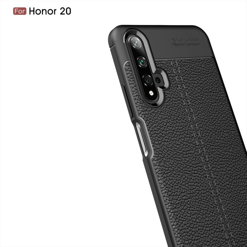 Funda de piel para el Honor 20 efecto lichi de doble línea