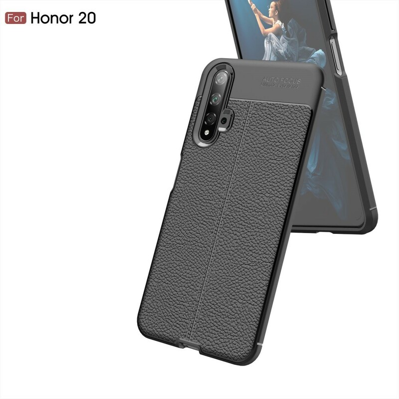 Funda de piel para el Honor 20 efecto lichi de doble línea