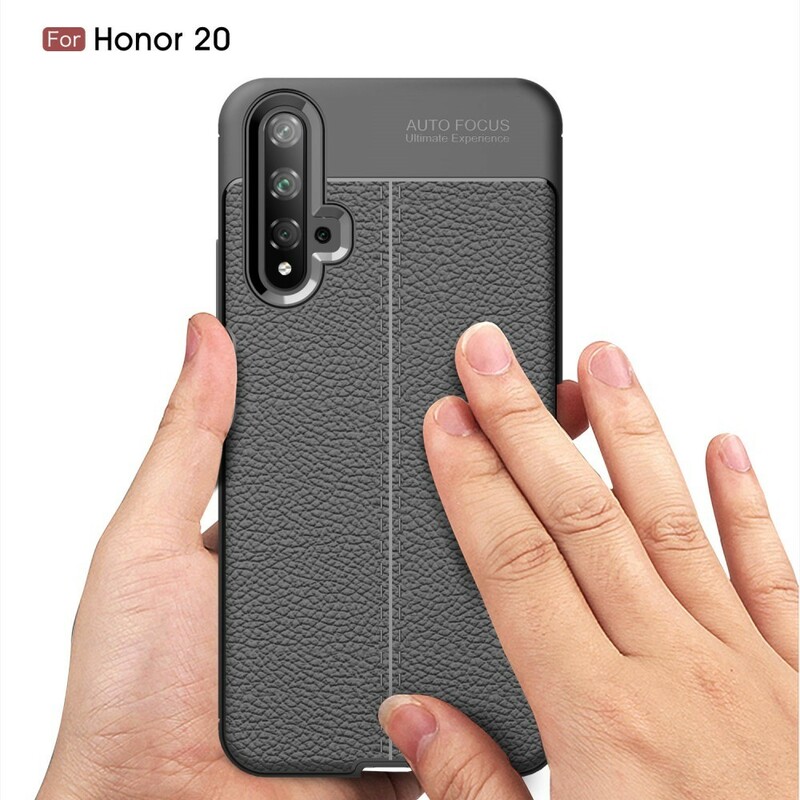 Funda de piel para el Honor 20 efecto lichi de doble línea