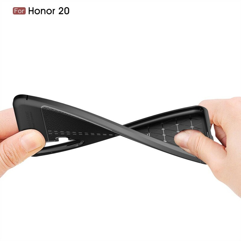 Funda de piel para el Honor 20 efecto lichi de doble línea