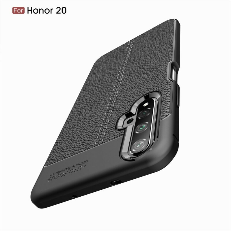 Funda de piel para el Honor 20 efecto lichi de doble línea