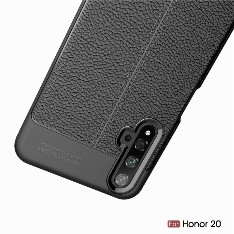 Funda de piel para el Honor 20 efecto lichi de doble línea