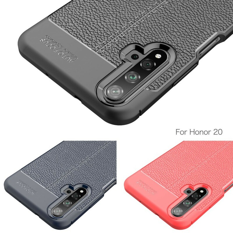 Funda de piel para el Honor 20 efecto lichi de doble línea