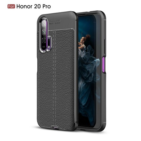 Funda de piel para el Honor 20 Pro efecto lichi de doble línea
