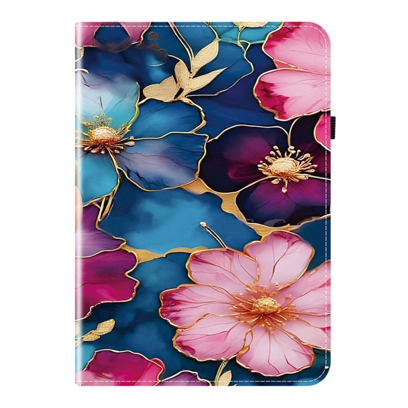 Funda Lenovo Tab M11 / K11 (11") - TB330 Flores azules y doradas