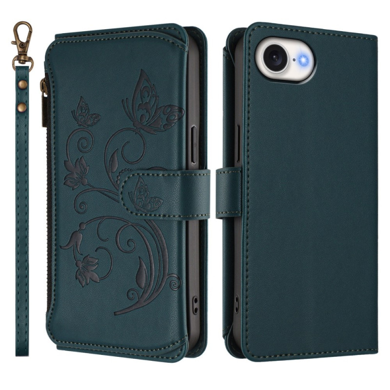 Funda para iPhone 17E / 16E Zipped Wallet Floral Pattern