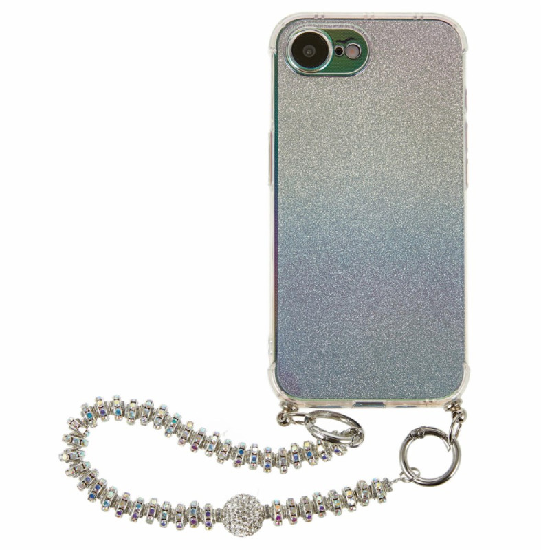 Funda iPhone 17E / 16E Glitter degradado y cordón de seguridad