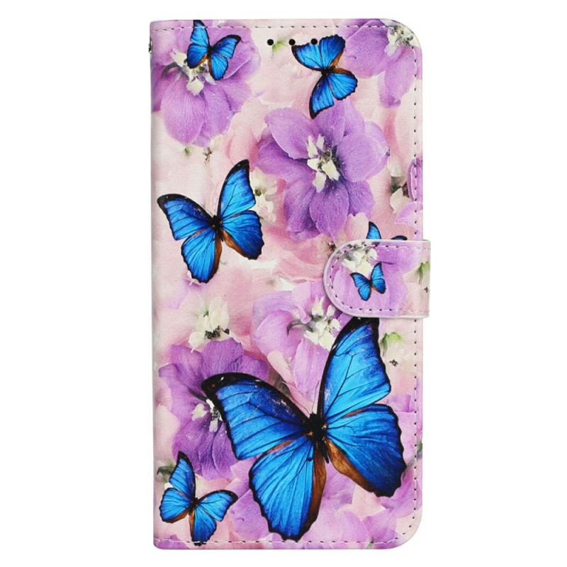 Funda para iPhone 17E / 16E Mariposas y flores moradas