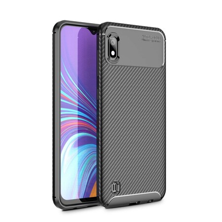 Samsung Galaxy A10 Funda blanda con textura de fibra de carbono