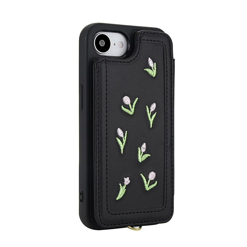 Funda y tarjetero tulipanes bordados iPhone 17E / 16E