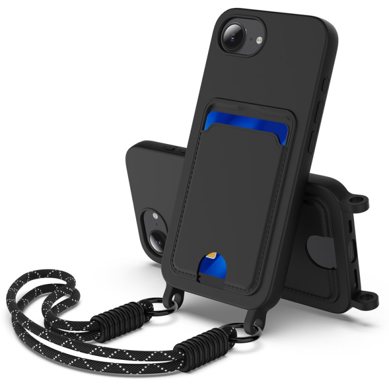Funda de silicona líquida con cordón, tarjetero y colgante para iPhone 17E / 16E