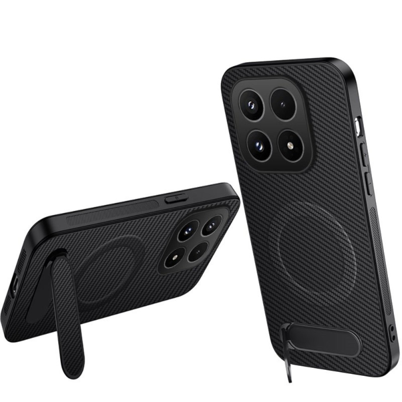 Funda magnética Xiaomi 17 con soporte y textura de fibra de carbono