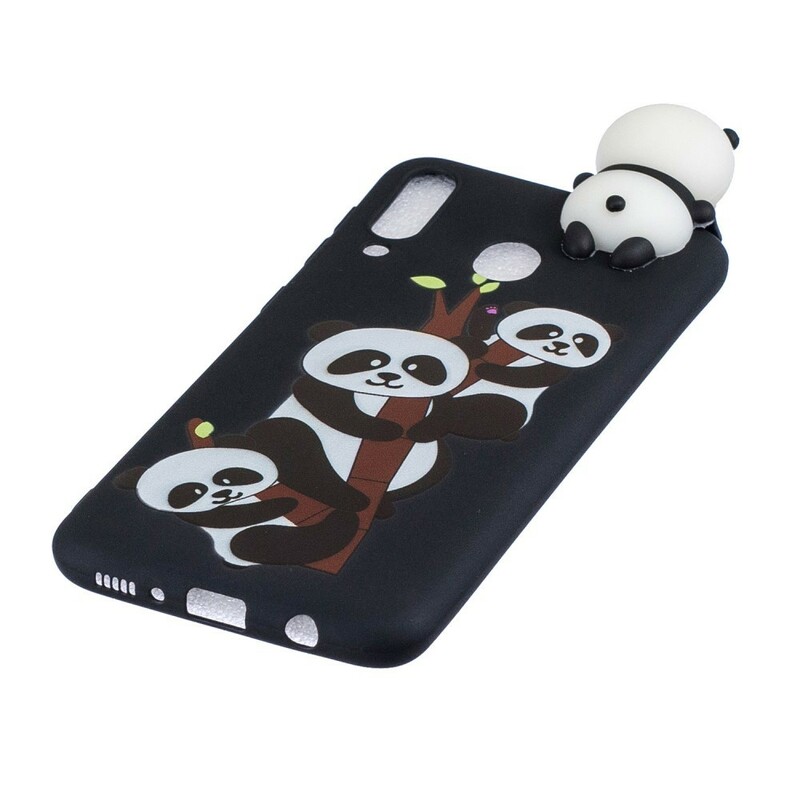 Funda Samsung Galaxy A40 Pandas 3D sobre bambú