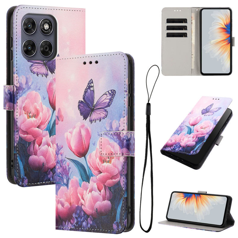 Funda Moto G77 / G67 Tulipanes rosa