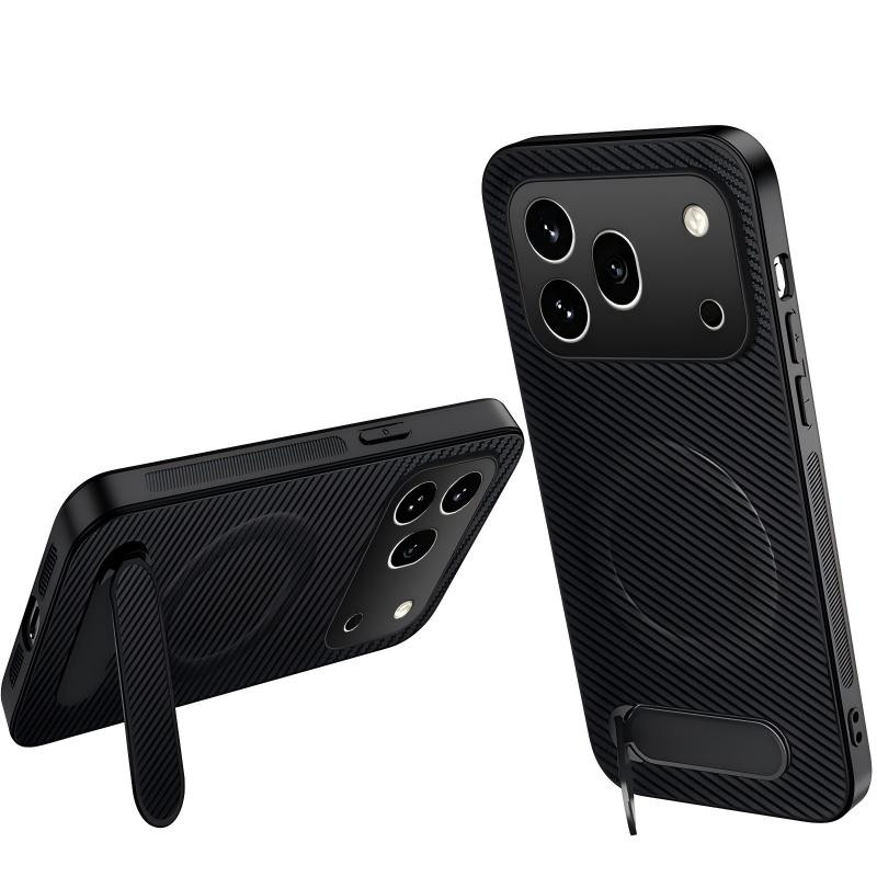 Honor 600 Pro Funda de fibra de carbono con soporte