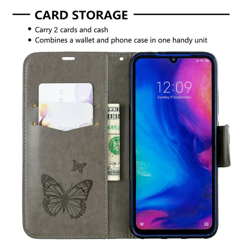 Funda con colgante impresa de mariposa para el Xiaomi Redmi Note 7