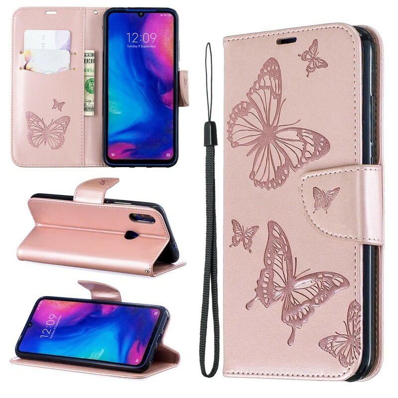 Funda con colgante impresa de mariposa para el Xiaomi Redmi Note 7