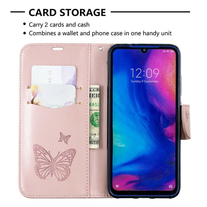 Funda con colgante impresa de mariposa para el Xiaomi Redmi Note 7
